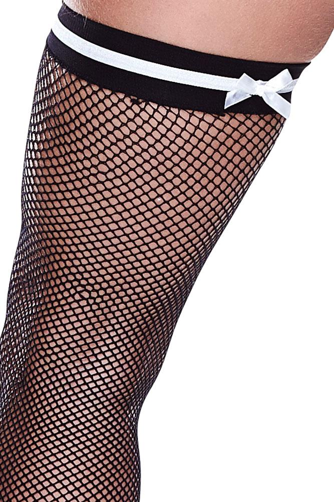 Bow Top Fishnet Thigh High